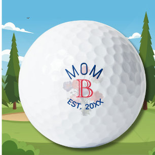 Custom Elegant Floral MOM EST. Monogram Golf Balls