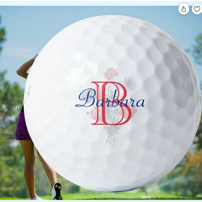 Custom Elegant Floral Name and Monogram Golf Balls (Creator Uploaded)