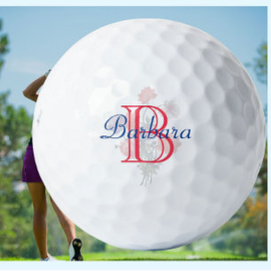 Custom Elegant Floral Name and Monogram Golf Balls