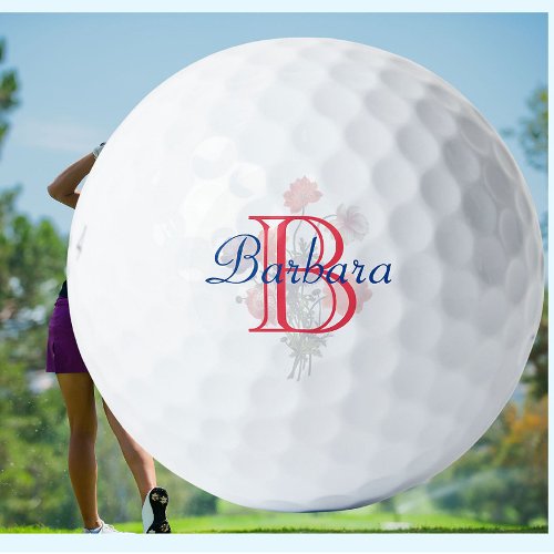 Custom Elegant Floral Name and Monogram Golf Balls