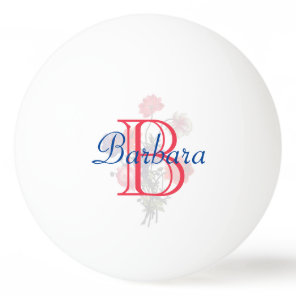 Custom Elegant Floral Name and Monogram   Ping Pong Ball