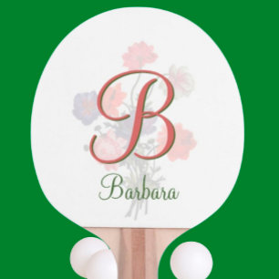 Custom Elegant Floral Name and Monogram Ping Pong  Paddle