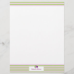 Custom Elegant Floral Pastel Horizontal Stripes Letterhead