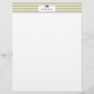 Custom Elegant Floral Pastel Horizontal Stripes Letterhead