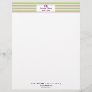 Custom Elegant Floral Pastel Horizontal Stripes Letterhead