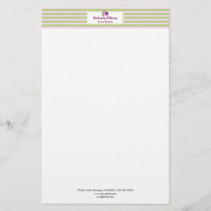 Custom Elegant Floral Pastel Horizontal Stripes Stationery