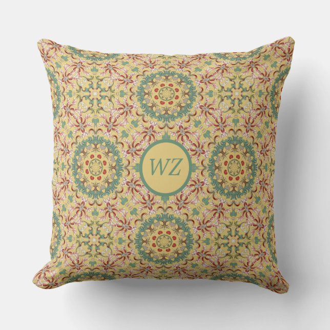Custom Elegant floral Pattern kaleidoscope Throw Pillow (Front)