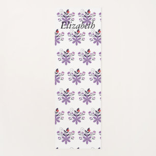 Custom elegant floral purple violet gray red yoga mat