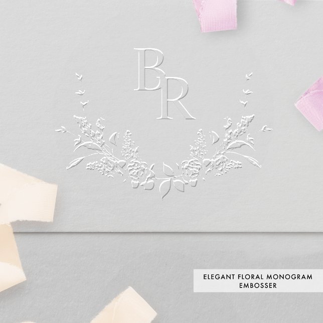 Custom Elegant Floral Wedding Monogram Embosser (Creator Uploaded)