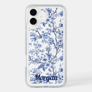 Custom Elegant French Vintage Blue Floral Gift iPhone 16 Plus Case