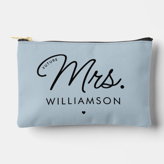 Custom Elegant Future Mrs. Modern Engagement Accessory Pouch (Front)