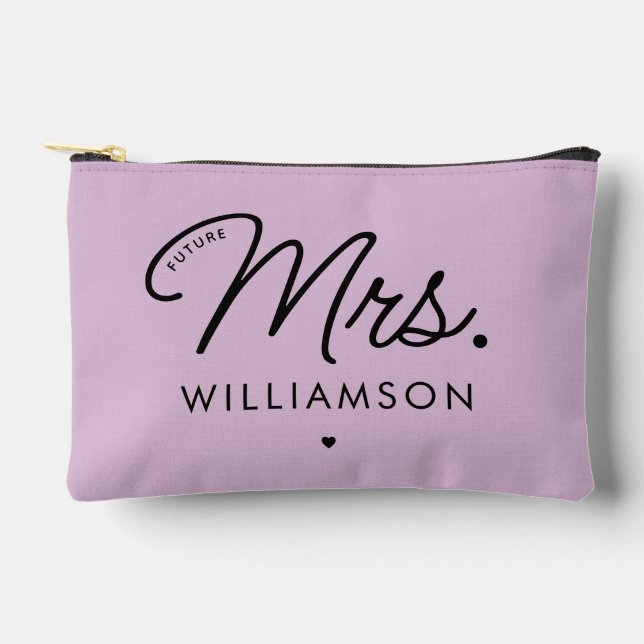 Custom Elegant Future Mrs. Modern Engagement Accessory Pouch (Front)