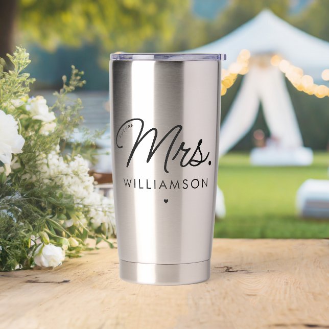 Custom Elegant Future Mrs. Modern Engagement Insulated Tumbler (Wedding)