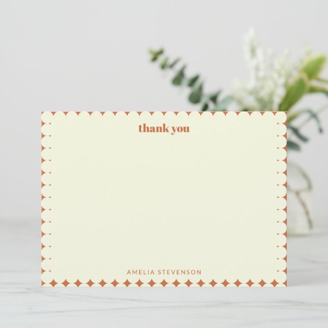 Custom Elegant Geometric Pattern Warm Classic Thank You Card (Standing Front)