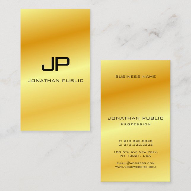 Custom Elegant Glamour Faux Gold Modern Luxury Business Card (Front/Back)