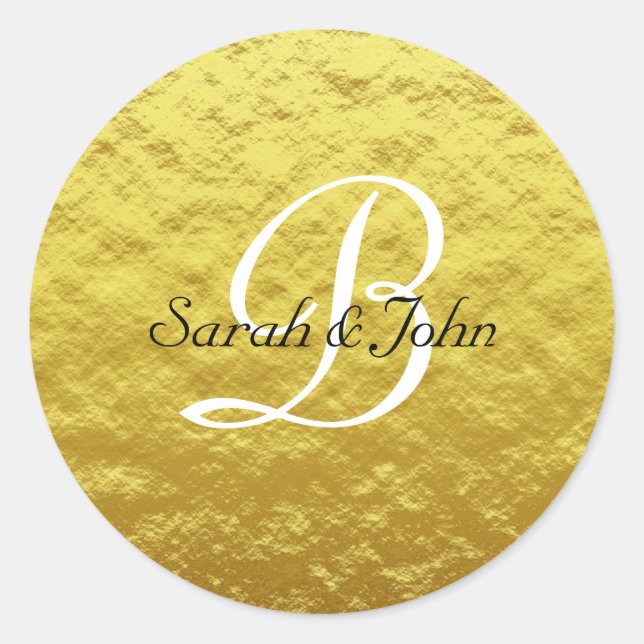 Custom Elegant Gold Abstract Wedding Favor Sticker (Front)