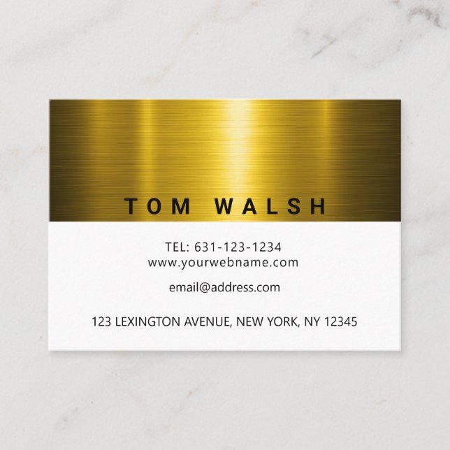 Custom Elegant Gold and White Design Business Card (Front)