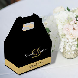 Custom Elegant Gold Black Color Monogram Initials Favor Boxes
