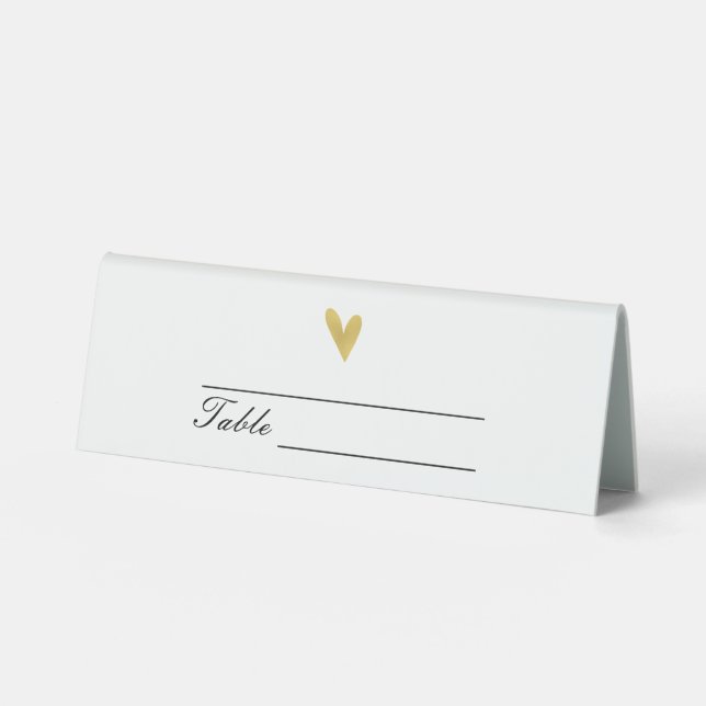 Custom Elegant Gold Heart Table Tent (Front)