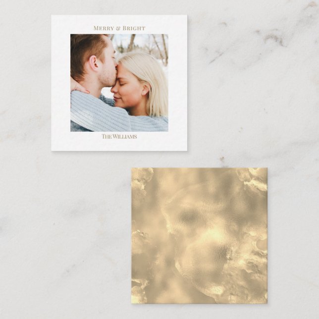 Custom Elegant Gold Holiday Photo Greeting Card (Front/Back)