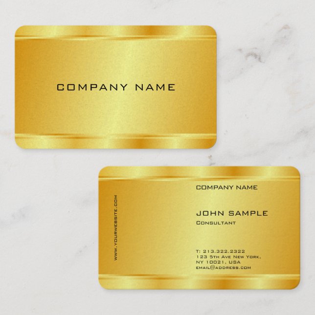 Custom Elegant Gold Look Glamour Luxury Template Business Card (Front/Back)
