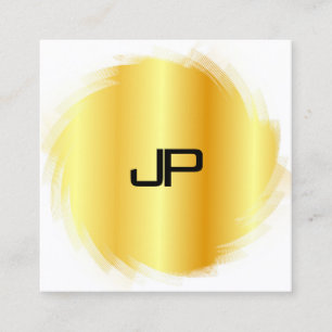 Custom Elegant Gold Look Modern Monogram Template Square Business Card