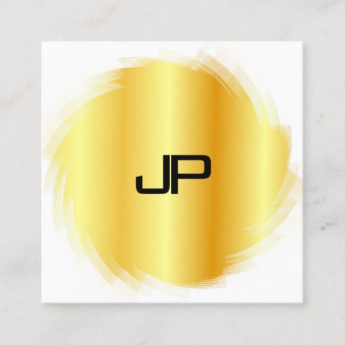 Custom Elegant Gold Look Modern Monogram Template Square Business Card