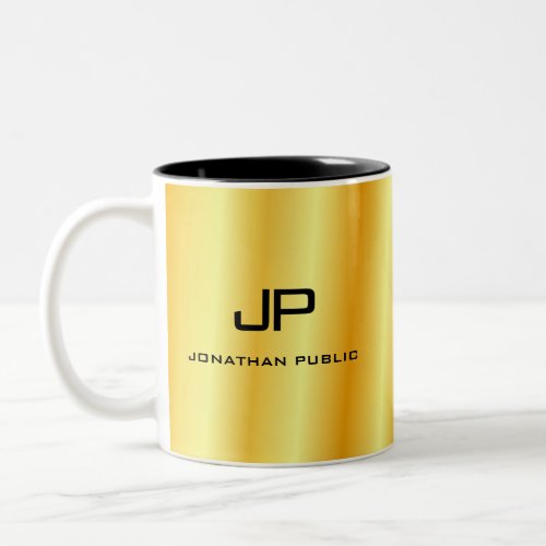 Custom Elegant Gold Look Monogram Template Two_Tone Coffee Mug
