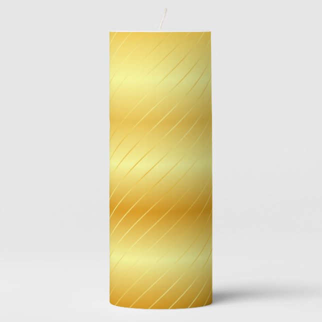 Custom Elegant Gold Look Trendy Template Classic Pillar Candle (Front)