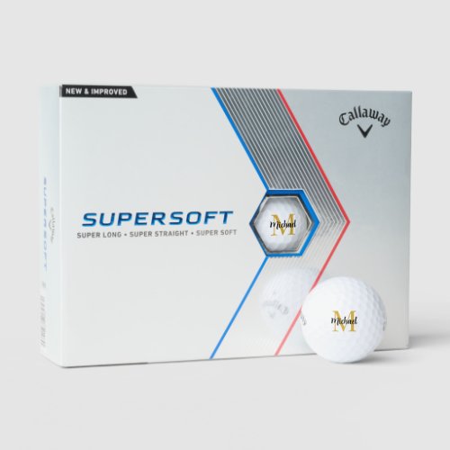 Custom Elegant Gold Monogram Callaway Supersoft Golf Balls