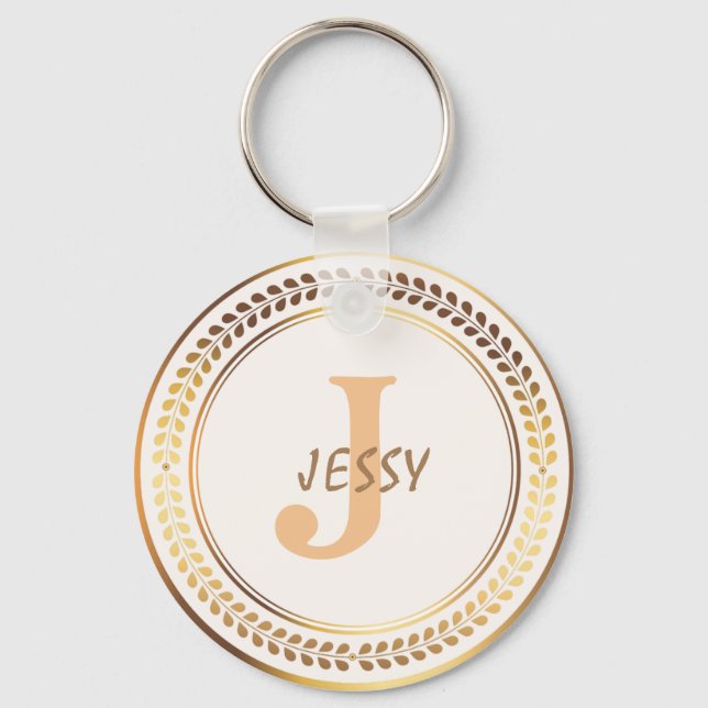 CUSTOM ELEGANT GOLD MONOGRAM KEYCHAIN (Front)
