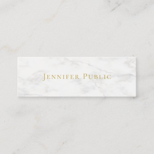 Custom Elegant Gold Name White Marble Minimalist Mini Business Card