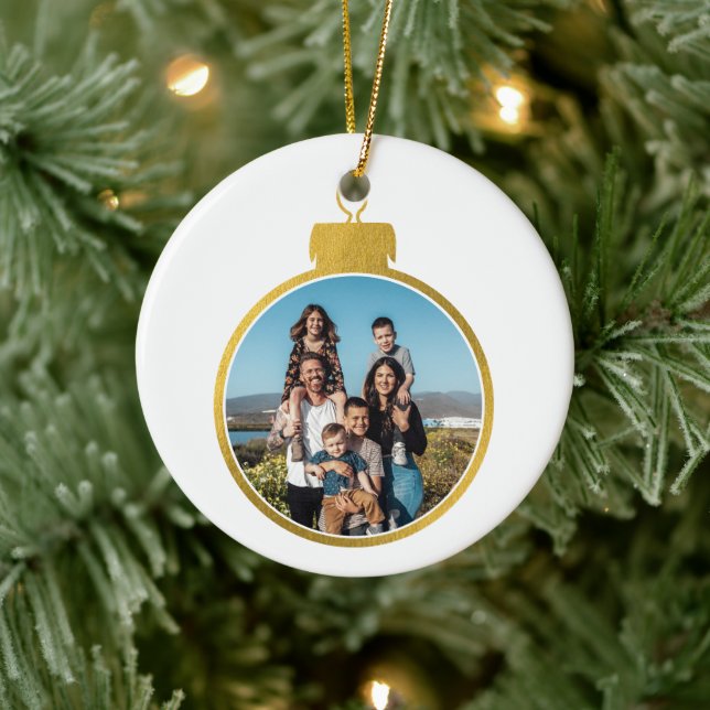 Custom Elegant Gold Photo Ornaments Christmas (Tree)