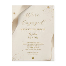 Custom Elegant Gold Photo We're Engaged Invitation