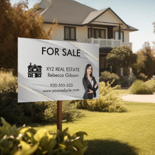 Custom Elegant Gold Silver Real Estate Marketing Sign