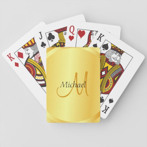 Custom Elegant Gold Template Initial Monogram Playing Cards
