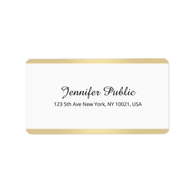 Custom Elegant Gold White Handwritten Template Label (Front)