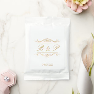 Custom Elegant Gold & White Monogram Wedding Date Margarita Drink Mix