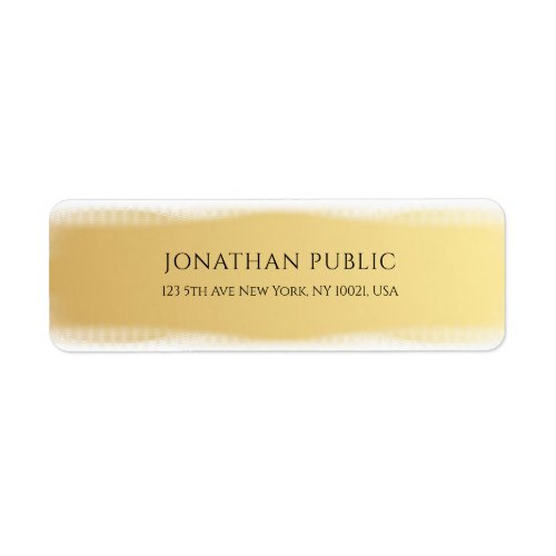 Custom Elegant Gold White Template Return Address Label