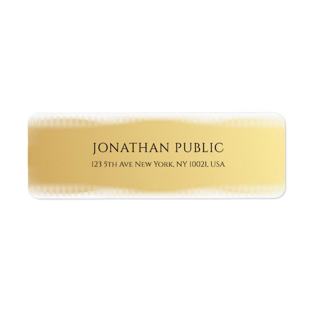 Custom Elegant Gold White Template Return Address Label (Front)