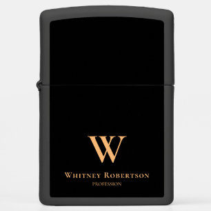 Custom Elegant Golden Monogram and Profession Zippo Lighter