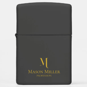 Custom Elegant Golden Monogram and Profession Zippo Lighter