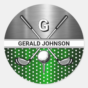 Custom Elegant Golf Monogram Classic Round Sticker
