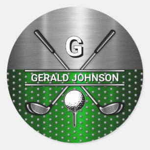 Custom Elegant Golf Monogram Classic Round Sticker