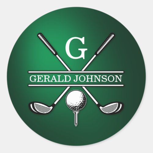 Custom Elegant Golf Monogram Design Classic Round Sticker