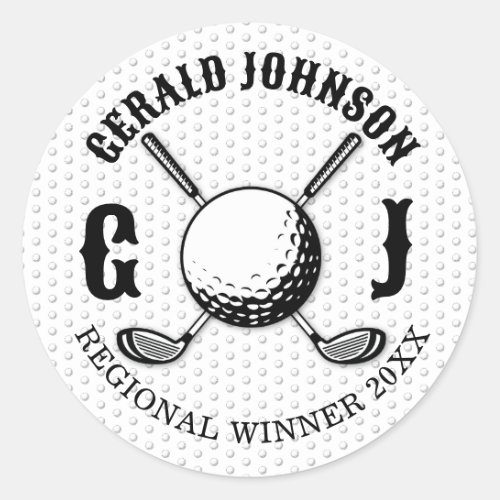 Custom Elegant Golf Monogram Design Classic Round Sticker