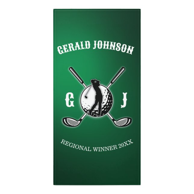 Custom Elegant Golf Monogram Design Door Sign (Classic Front Vert)