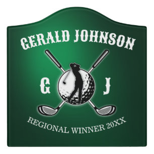 Custom Elegant Golf Monogram Design Door Sign