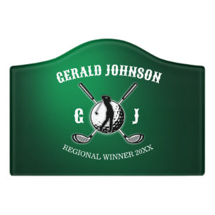 Custom Elegant Golf Monogram Design Door Sign