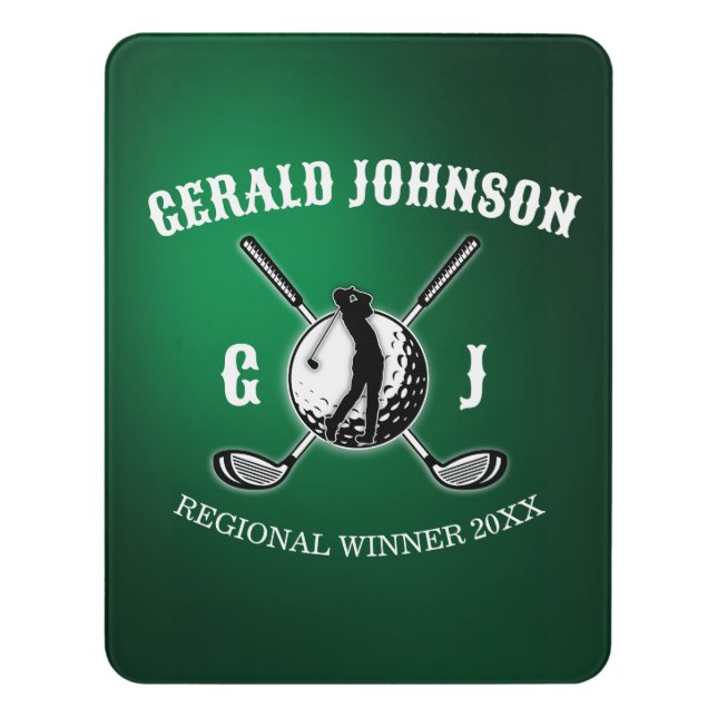 Custom Elegant Golf Monogram Design Door Sign (Contemporary Vert)